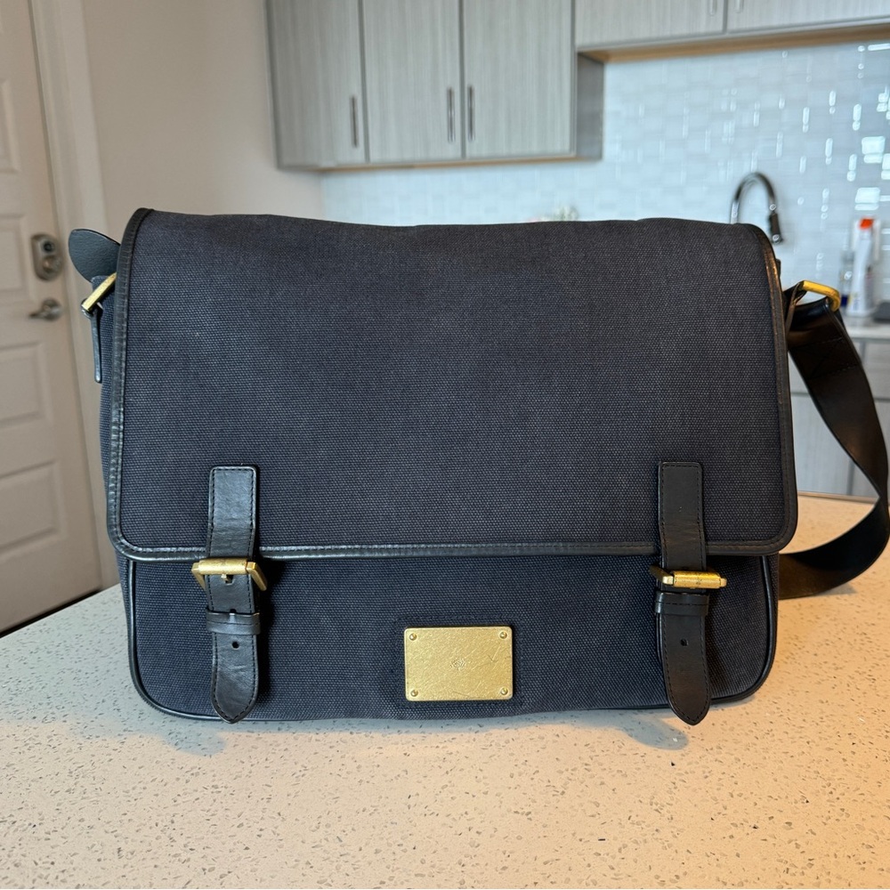 MULBERRY Messenger Satchel Document Shoulder Bag Gray Canvas - Picture 2 of 16